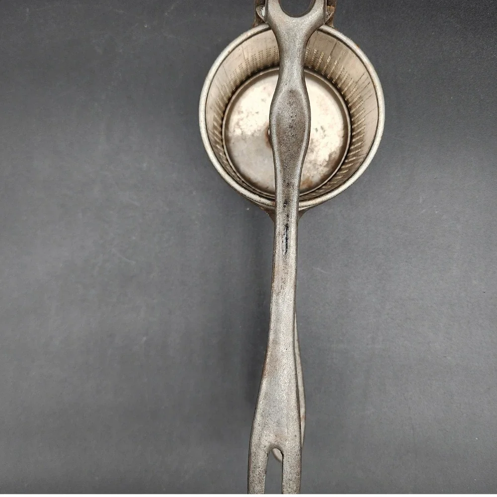 Vintage Silver Metal Potato Ricer Fruit Press Primitive Farmhouse Kitchen Tool